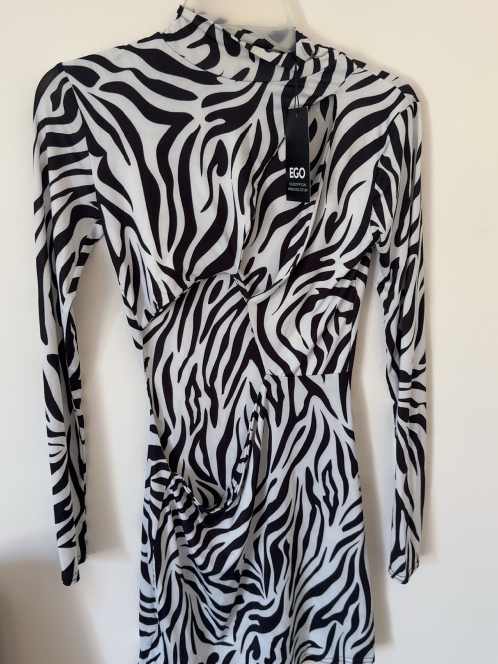 EGO Black & White Zebra-Print Long Sleeve Top